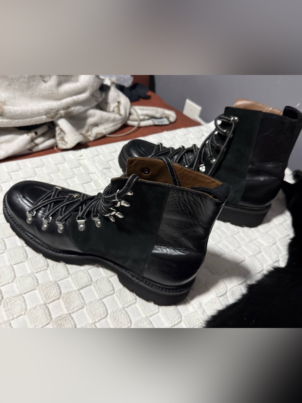 Grenson | Leather & Suede Lug Sole Boots | Black | Size 12 - Picture 4 of 16